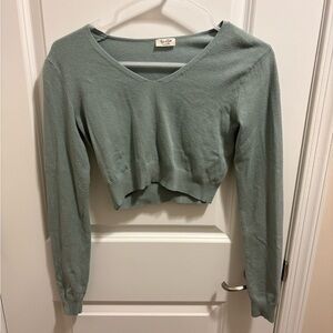 Brandy Melville Sage Green V-Neck Crop Top